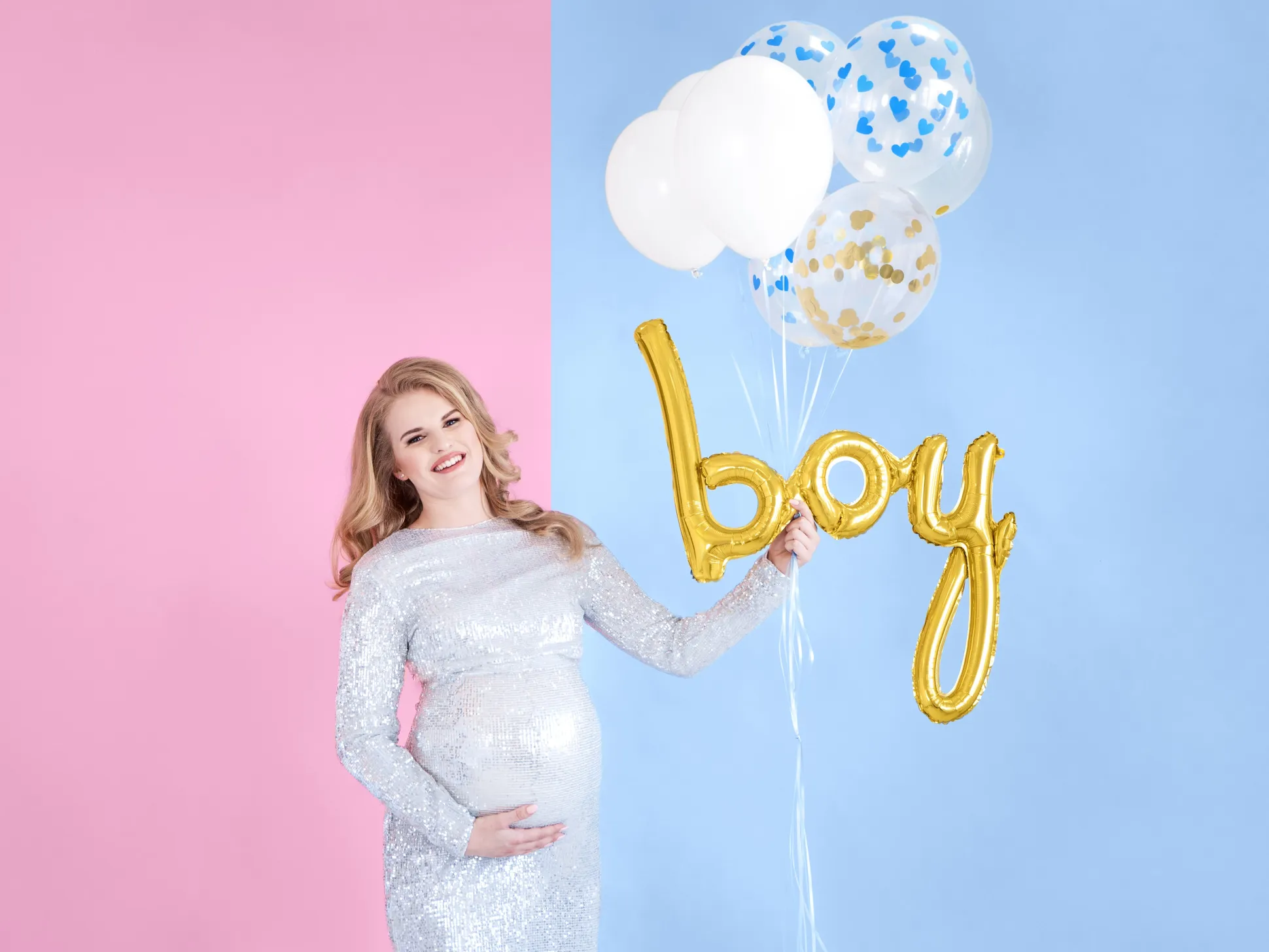 Gold Boy Letter Balloon Banner 25in