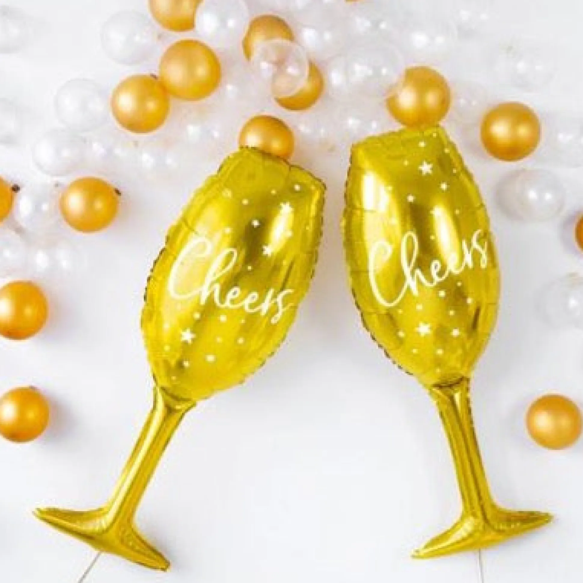Gold Cheers Champagne Glass Balloon 28in