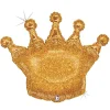 Gold Glitter Crown Balloon 30in