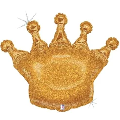 Gold Glitter Crown Balloon 30in