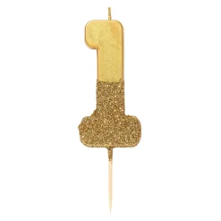 Gold Glitter Dipped Number Birthday Candle