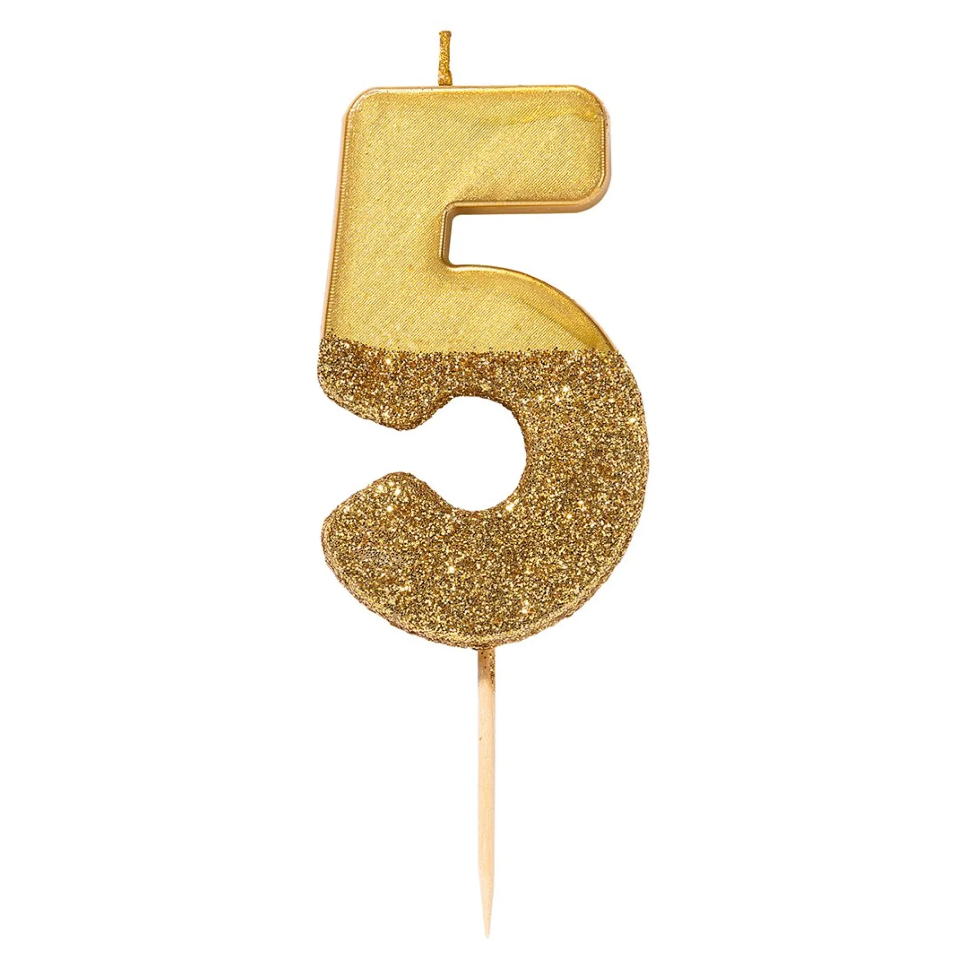 Gold Glitter Dipped Number Birthday Candle