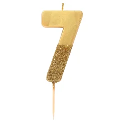 Gold Glitter Dipped Number Birthday Candle