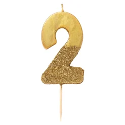 Gold Glitter Dipped Number Birthday Candle