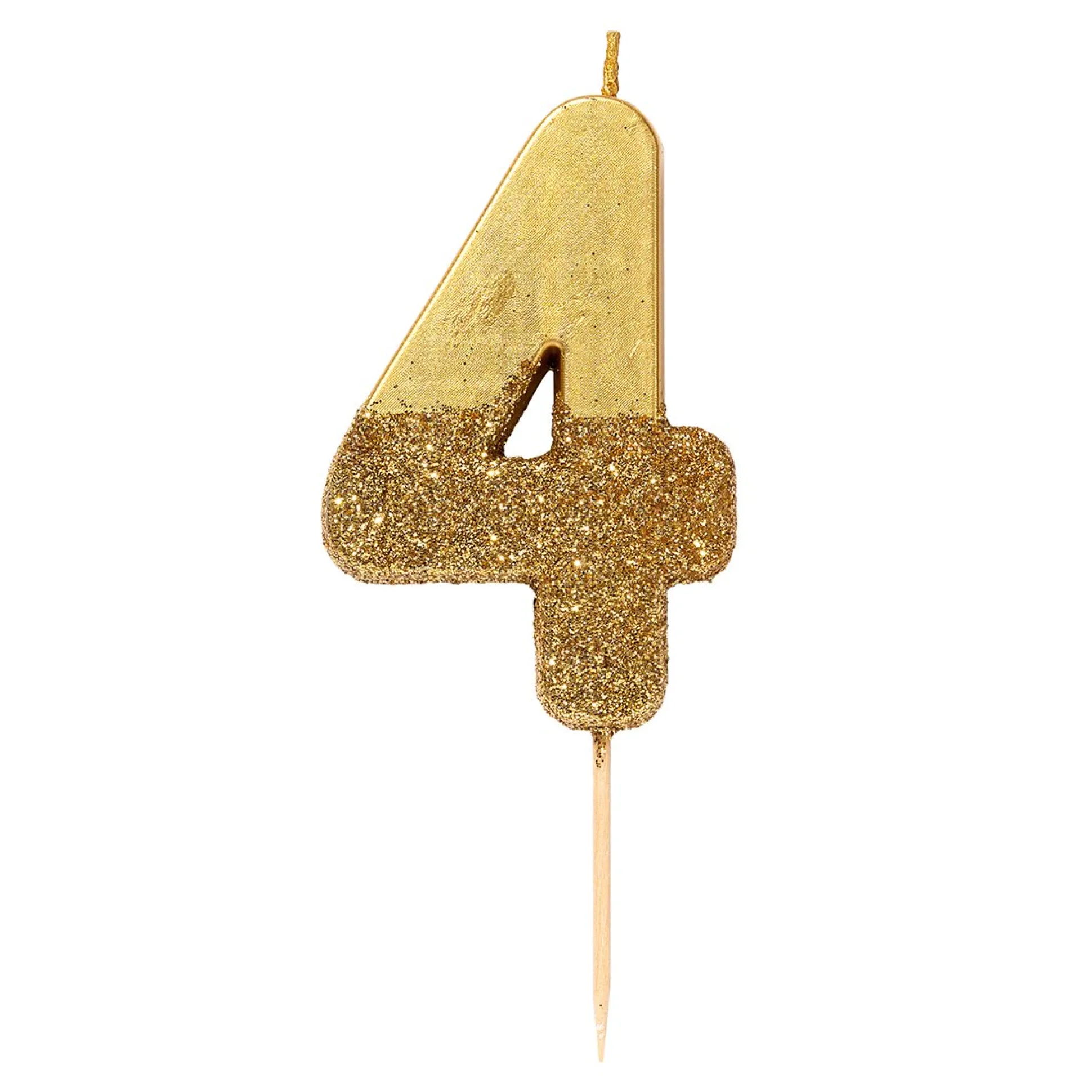 Gold Glitter Dipped Number Birthday Candle