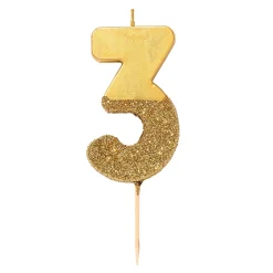 Gold Glitter Dipped Number Birthday Candle