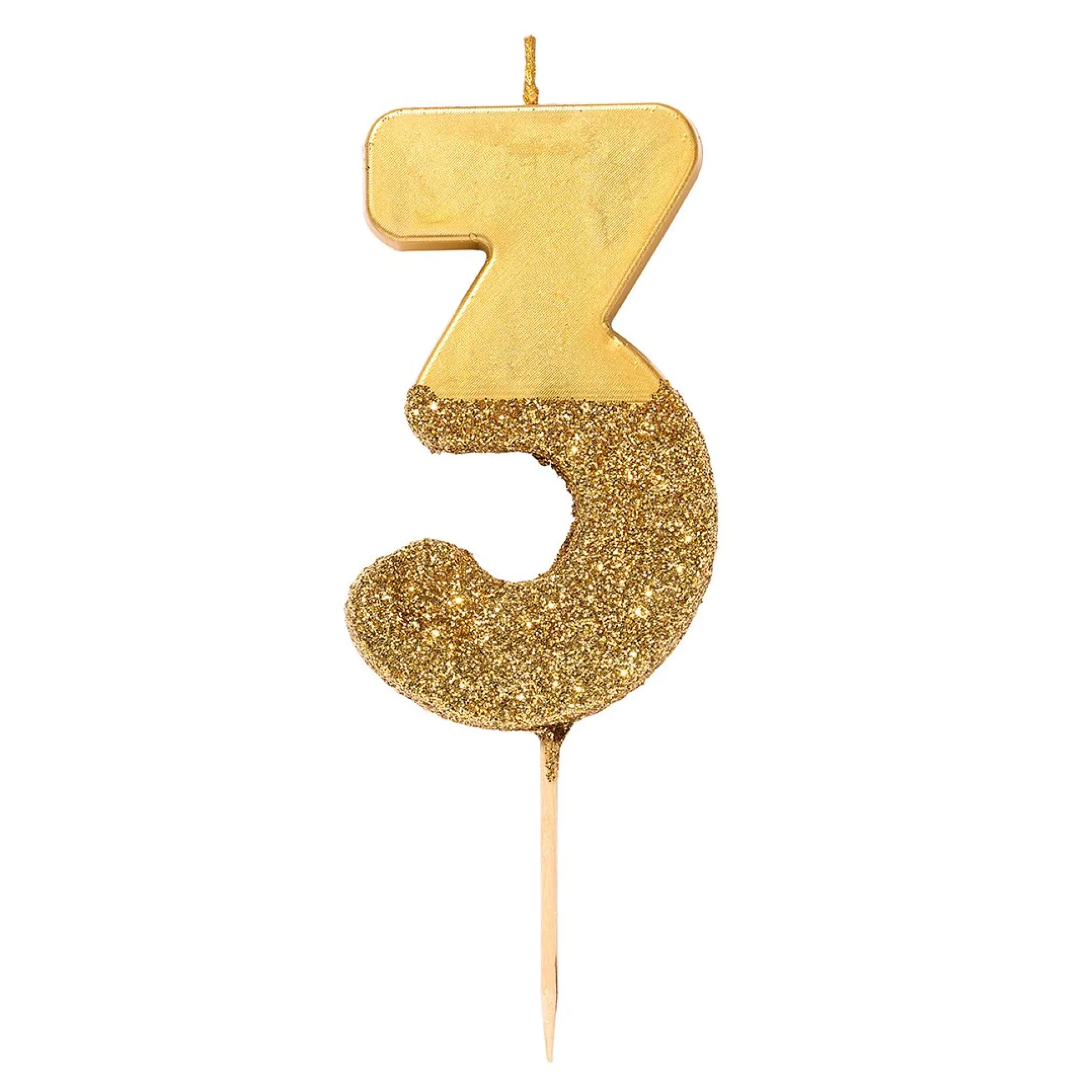 Gold Glitter Dipped Number Birthday Candle