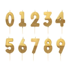 Gold Glitter Dipped Number Birthday Candle