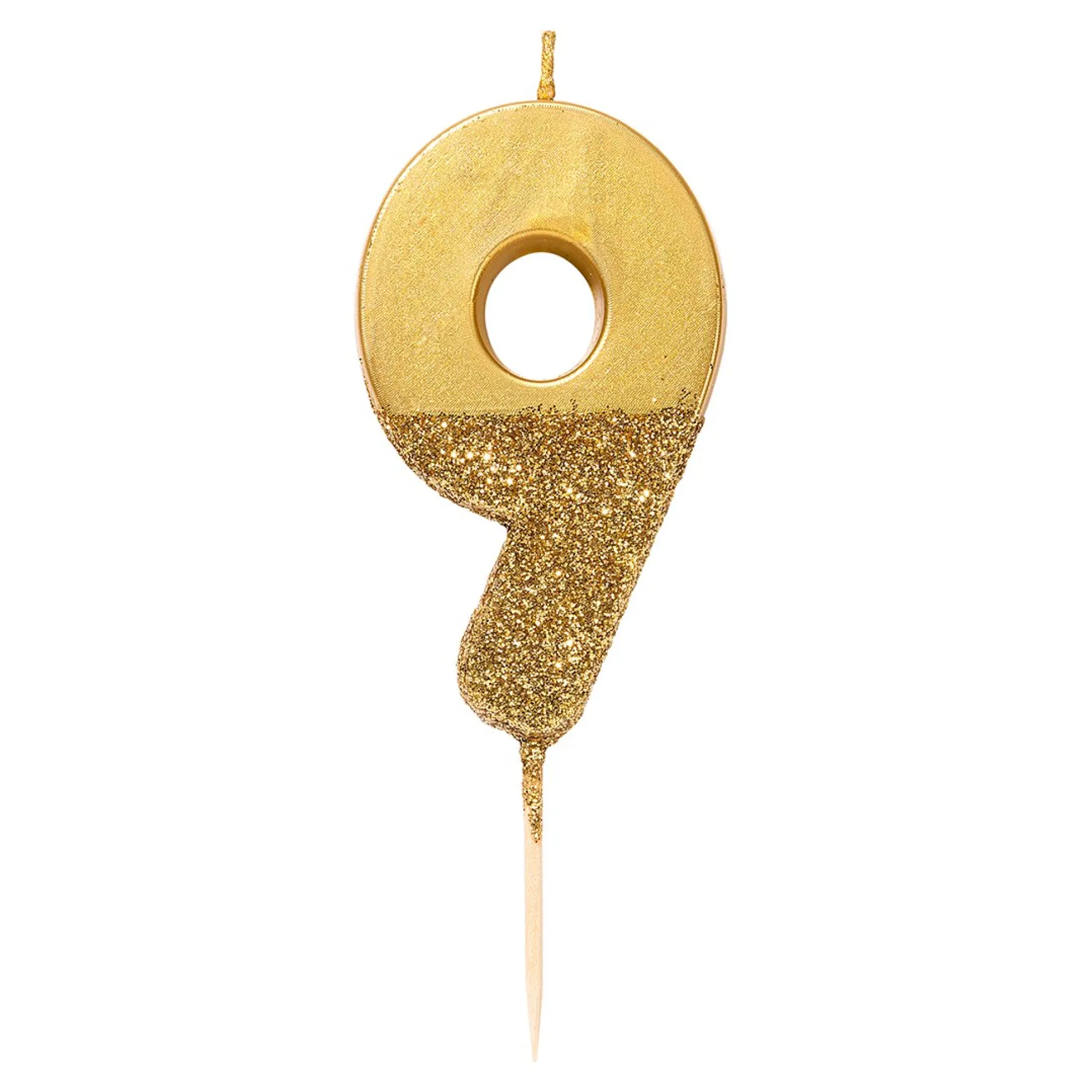 Gold Glitter Dipped Number Birthday Candle
