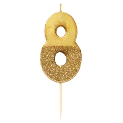 Gold Glitter Dipped Number Birthday Candle