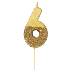 Gold Glitter Dipped Number Birthday Candle