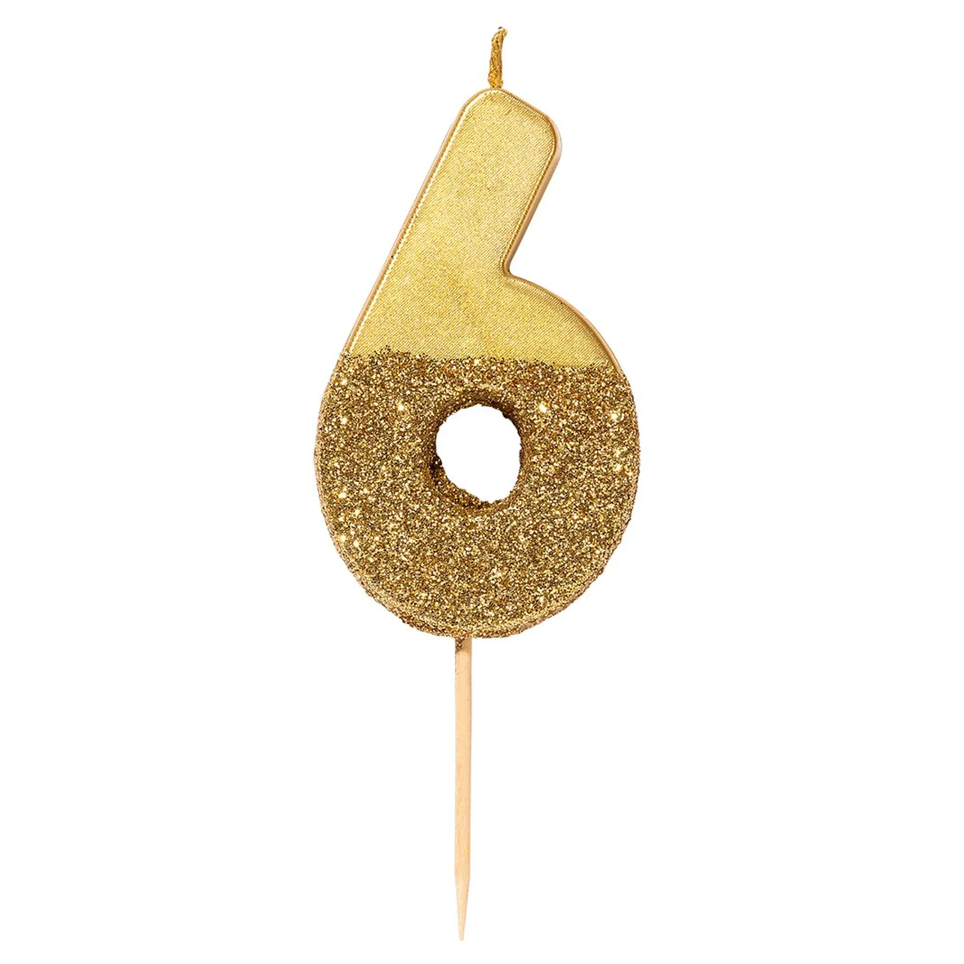Gold Glitter Dipped Number Birthday Candle