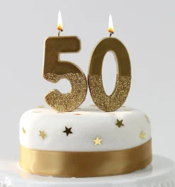 Gold Glitter Dipped Number Birthday Candle
