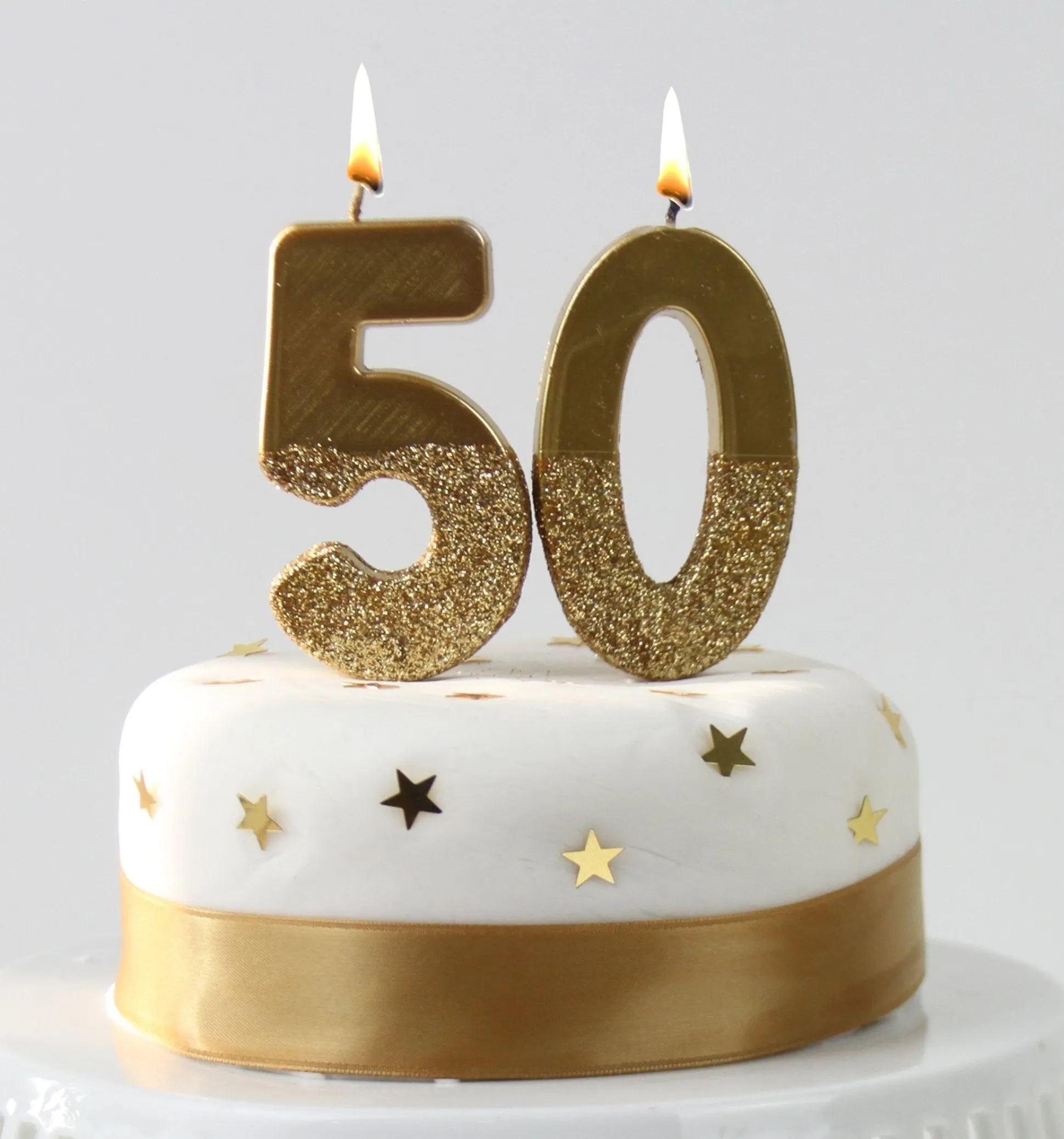 Gold Glitter Dipped Number Birthday Candle