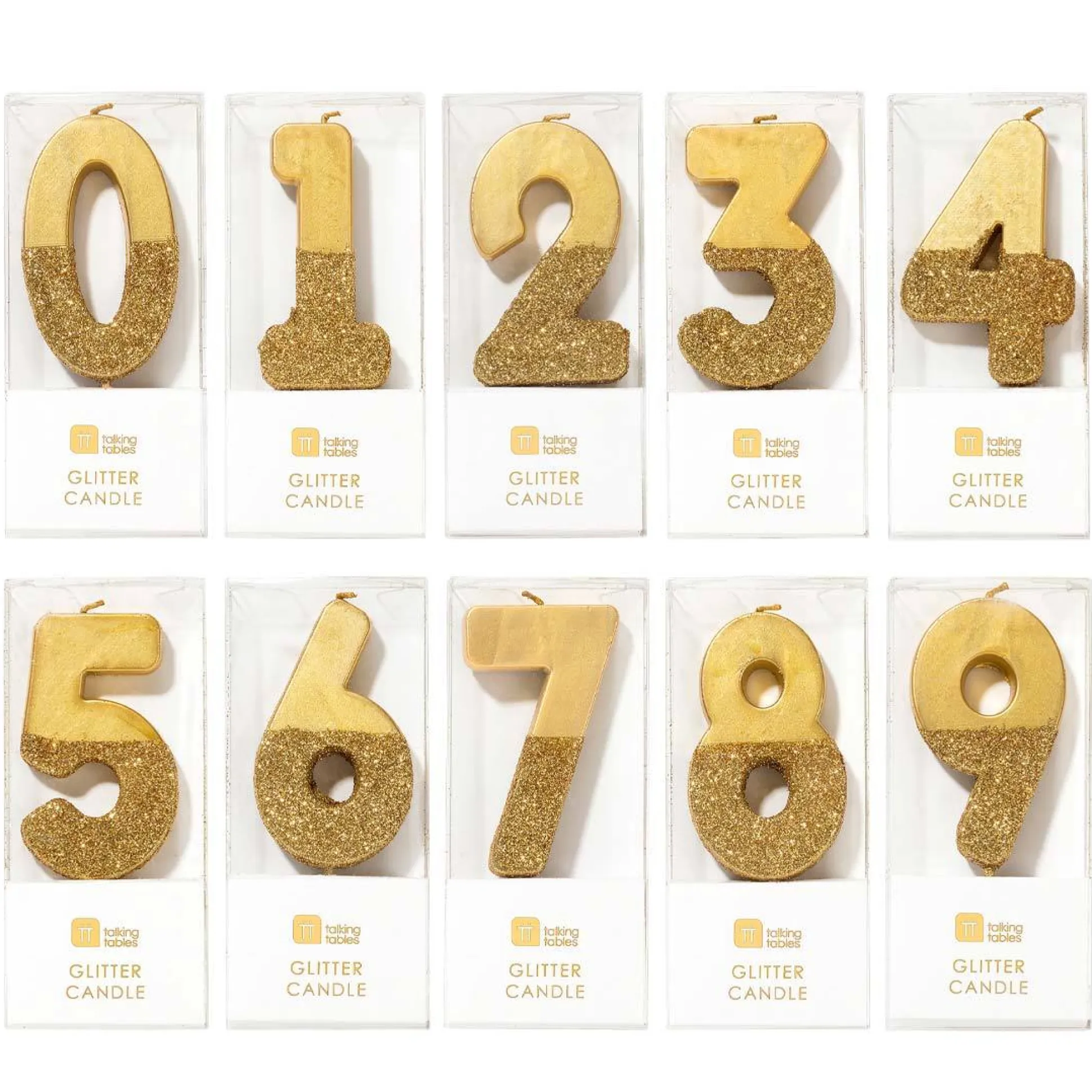 Gold Glitter Dipped Number Birthday Candle