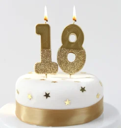 Gold Glitter Dipped Number Birthday Candle