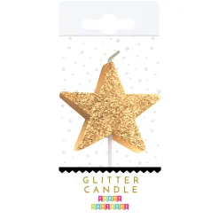 Gold Glitter Star Candle