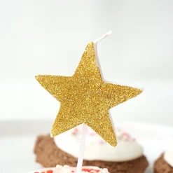 Gold Glitter Star Candle