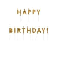Gold Happy Birthday Candle Set 14ct