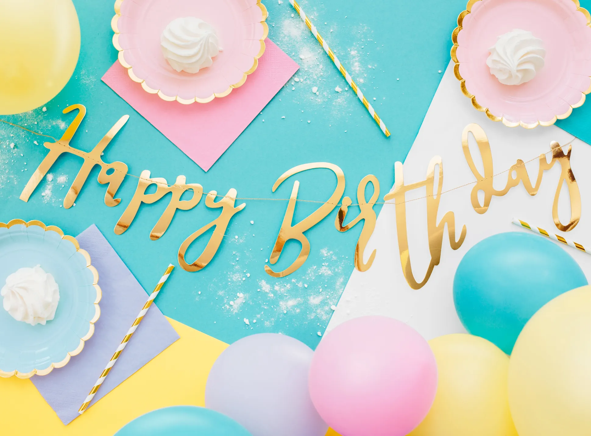 Gold Happy Birthday Letter Banner 2ft