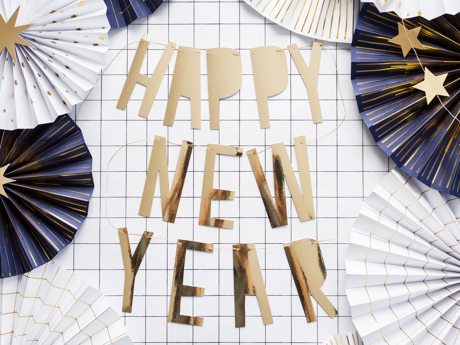 Gold Happy New Year Banner 3ft