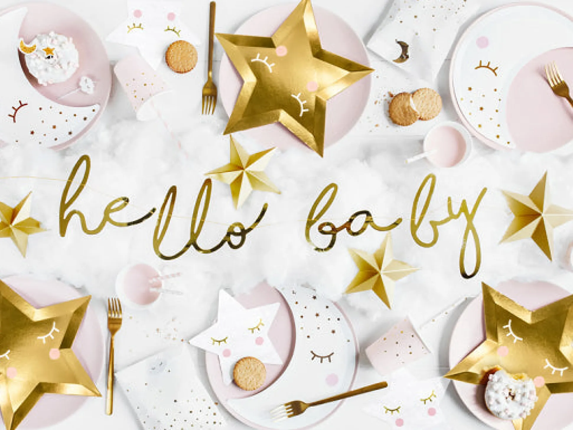 Gold Hello Baby Banner 2.3ft