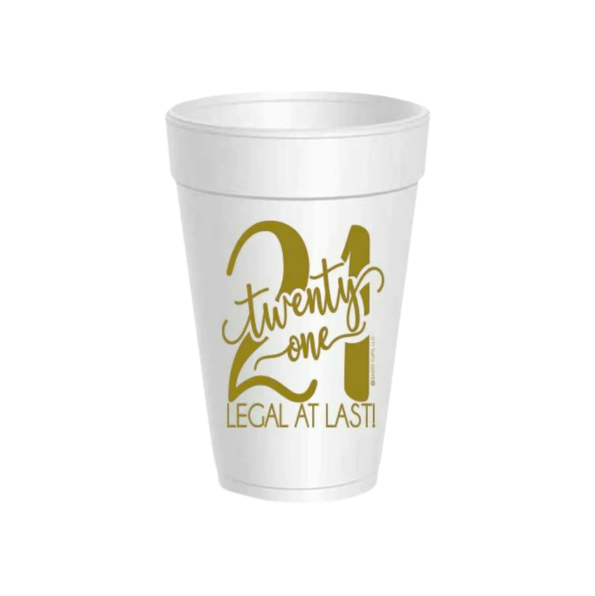 Gold Legal at Last 21st Birthday Styrofoam Cups & Lids 10ct
