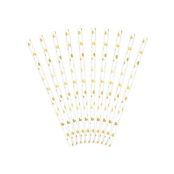 Gold Metallic Heart Paper Straws 10ct