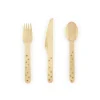 Gold Stars Wooden Cutlery Set for 6
