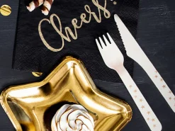 Gold Stars Wooden Cutlery Set for 6