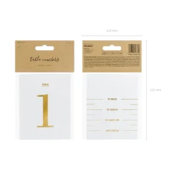 Gold Table Numbers for Wine Bottles (1-15) 30ct