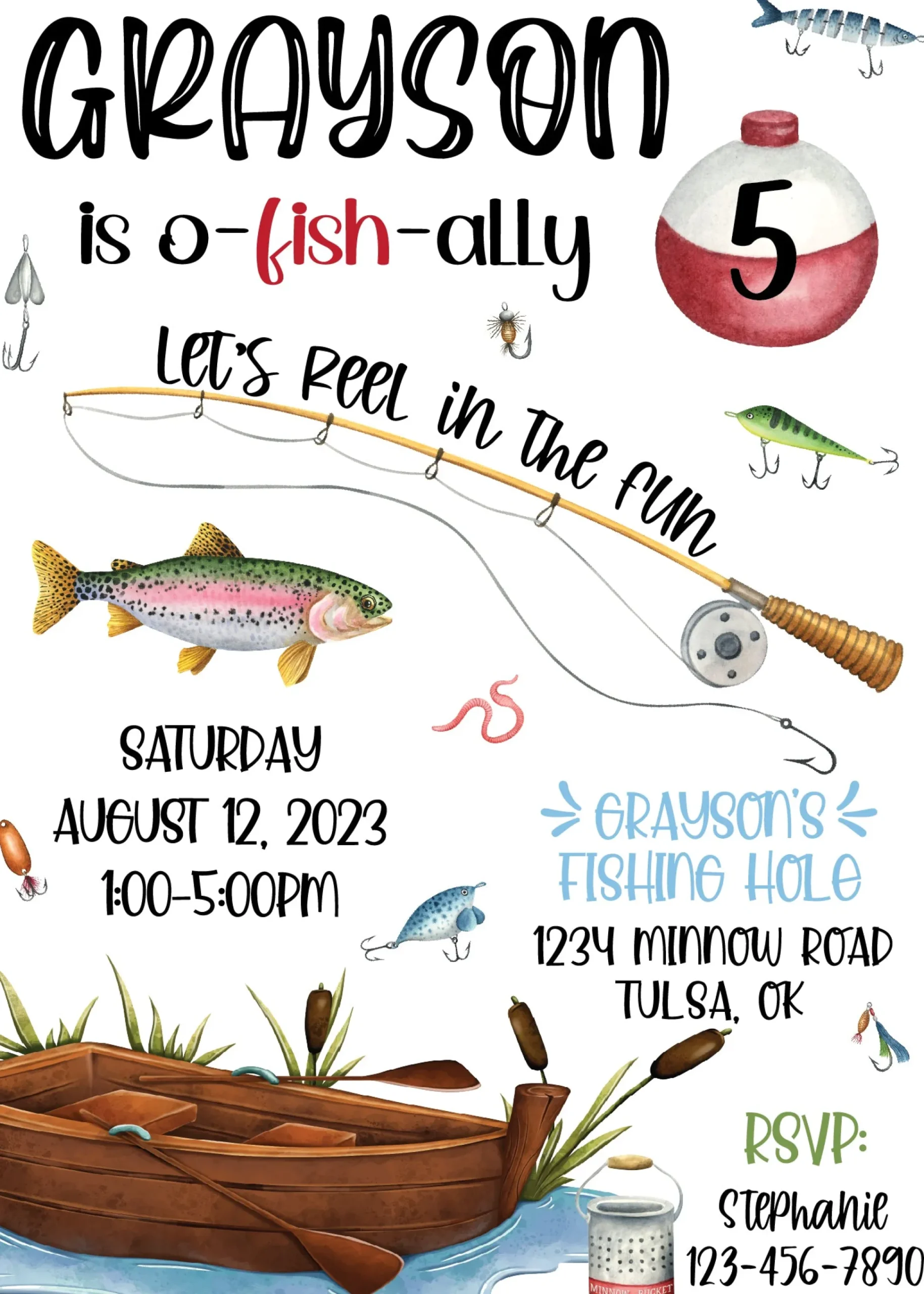 Gone Fishing Birthday Party Invitation
