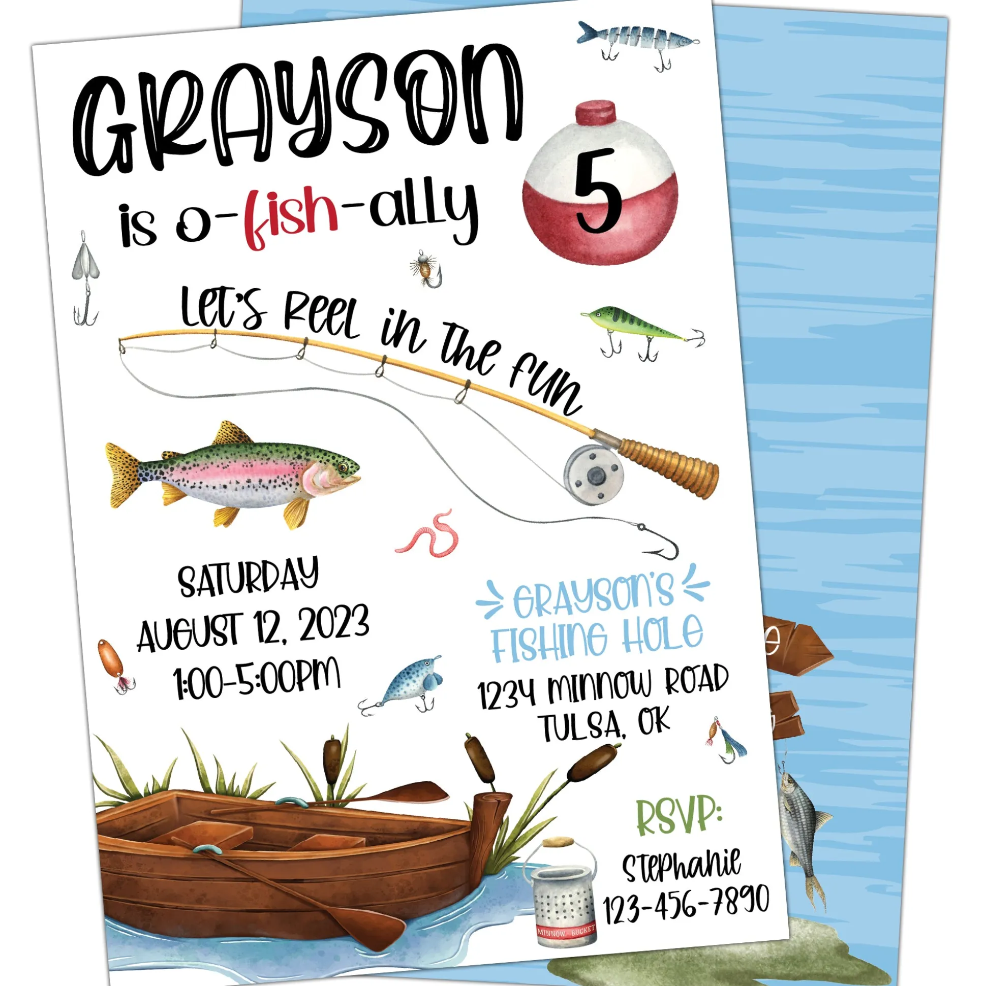 Gone Fishing Birthday Party Invitation