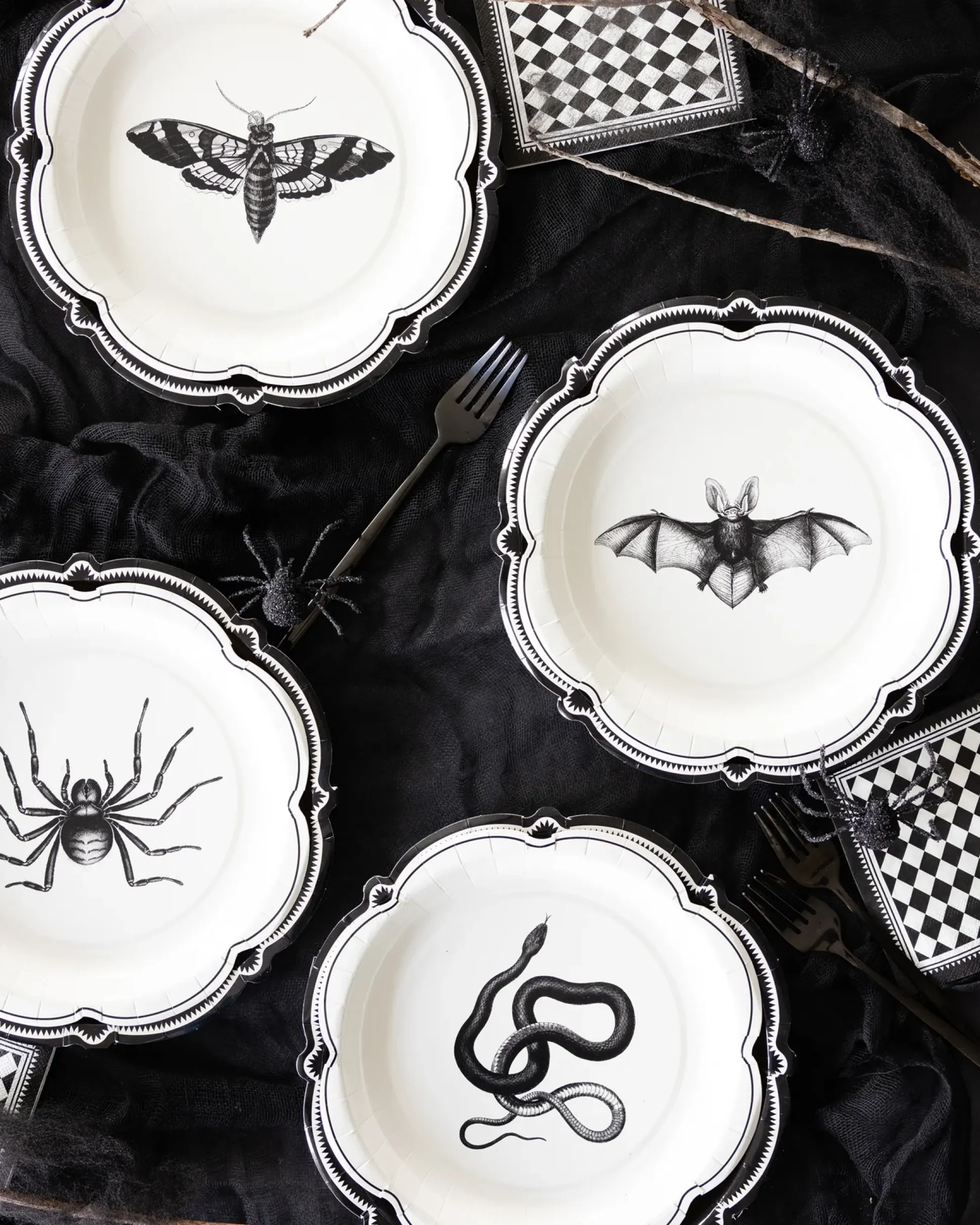 Gothic Black Checkered Dessert Napkins 24ct