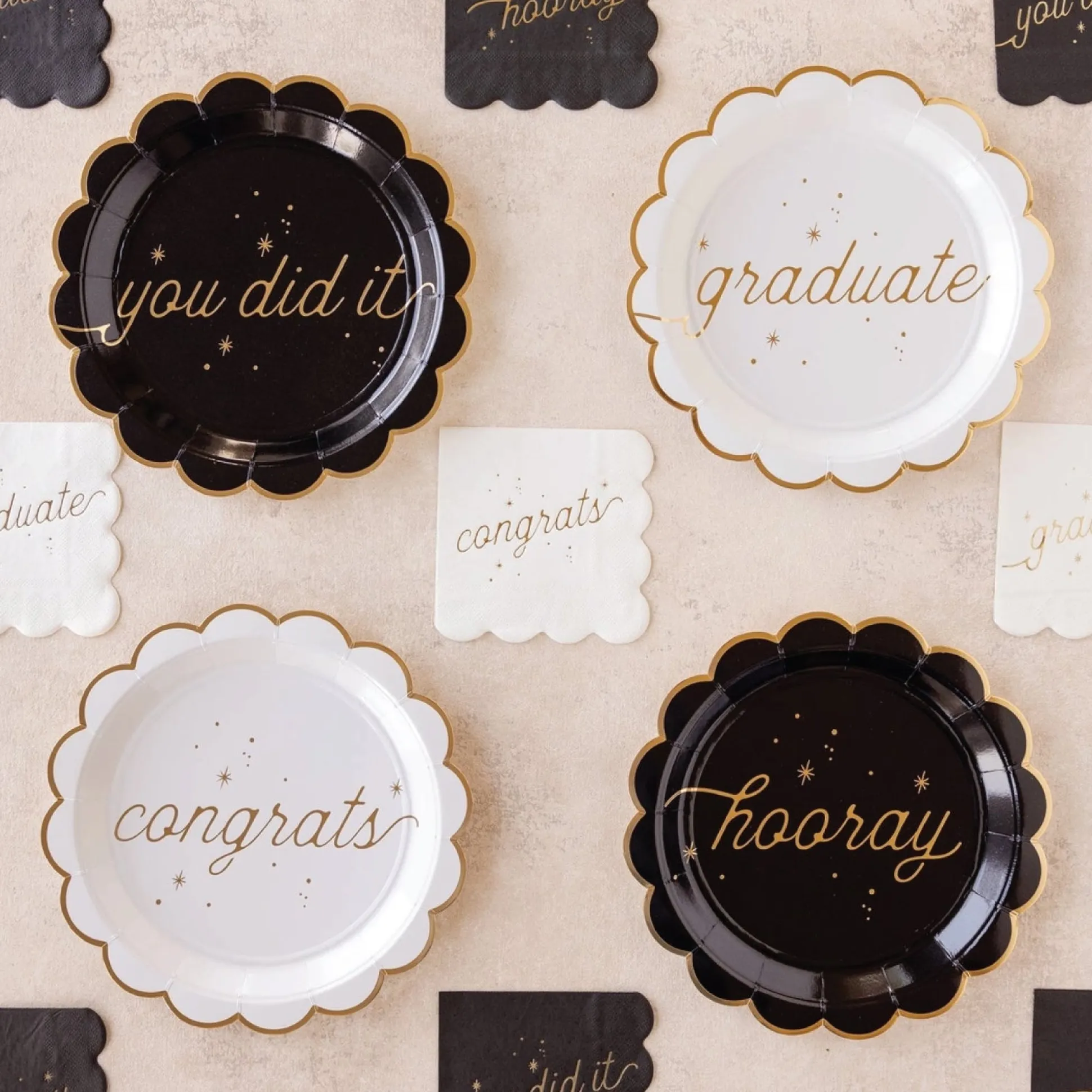 Grad Well Wishes Scalloped Dessert Napkins 16ct