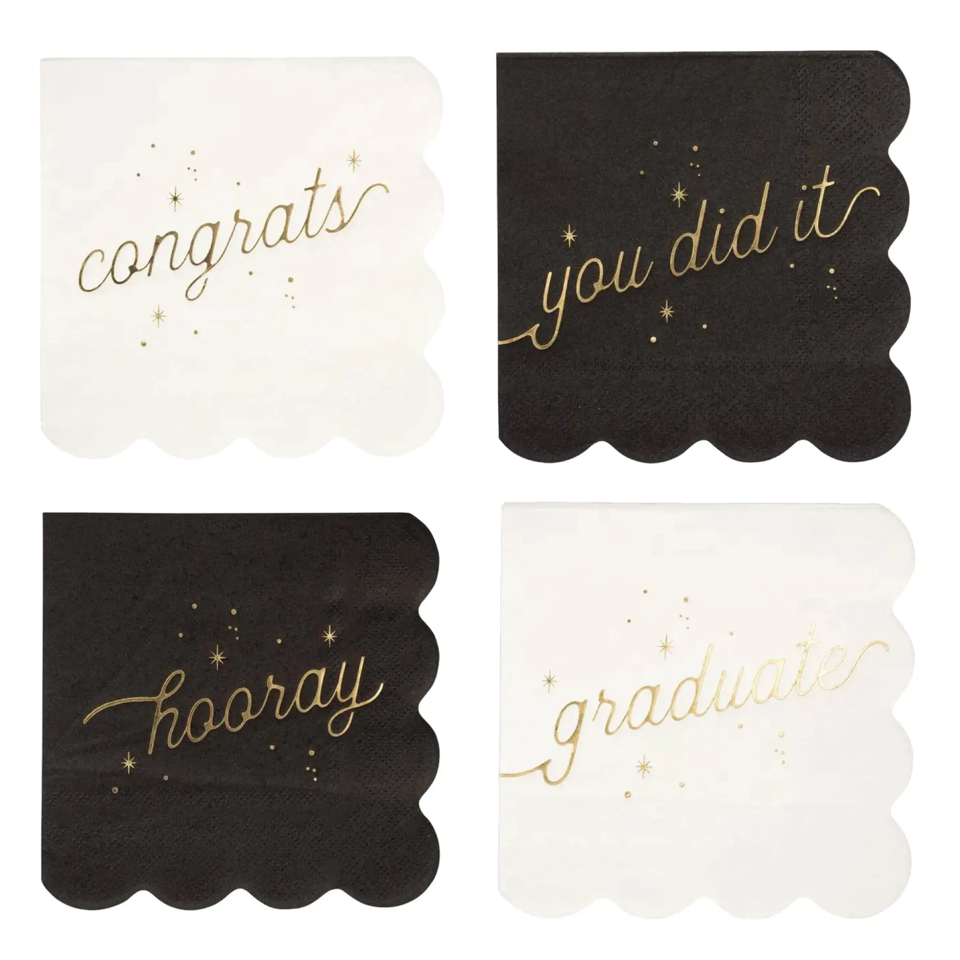 Grad Well Wishes Scalloped Dessert Napkins 16ct