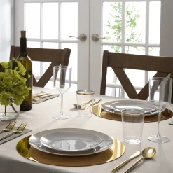 Gray With Gold Rim Plastic Dessert Plates 10ct