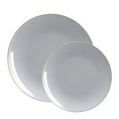 Gray With Gold Rim Plastic Dessert Plates 10ct