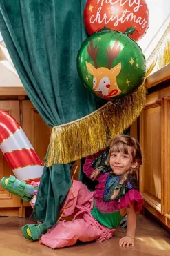 Green Christmas Reindeer Balloon 14in