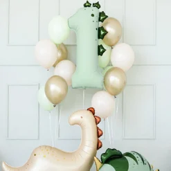 Green Dinosaur Number One Foil Balloon 36in