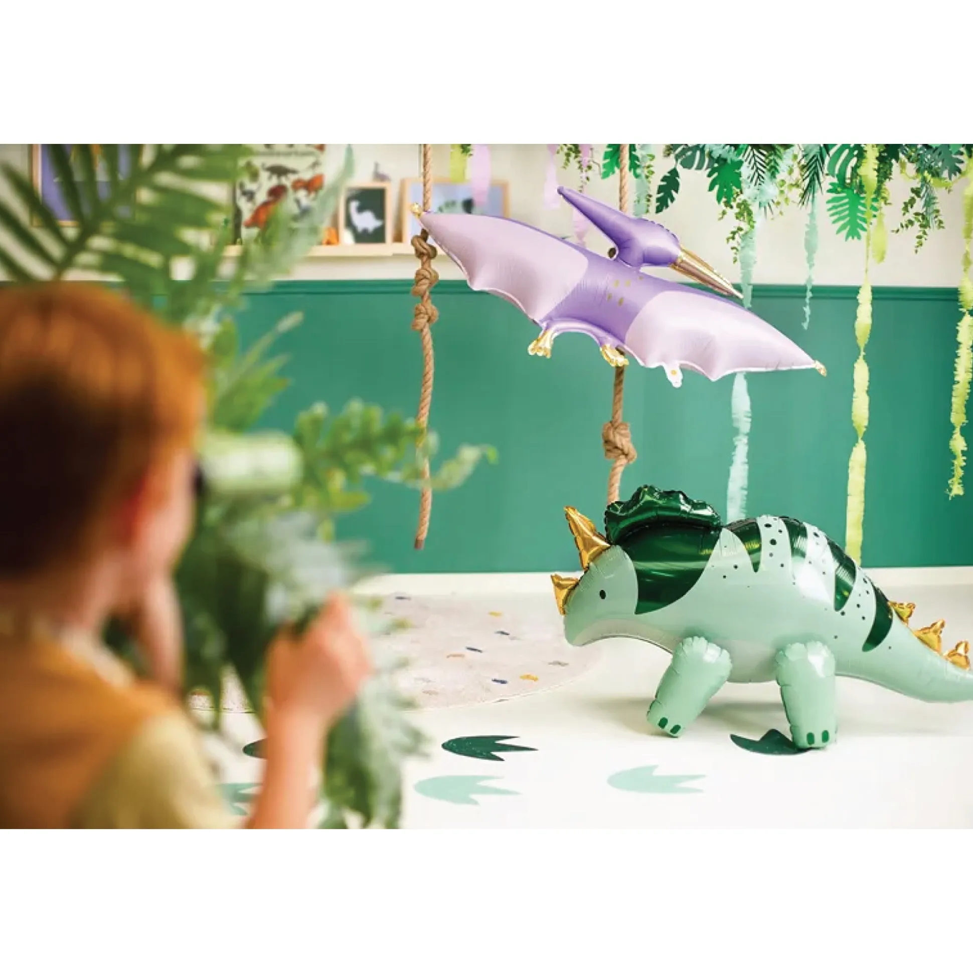Green Standing Triceratops Balloon 36.5in
