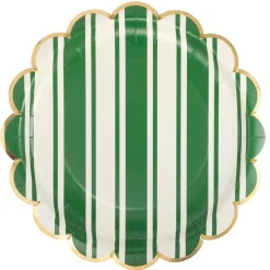 Green Striped Tennis Lunch Plate 8ct