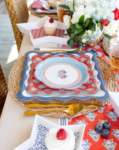 Hamptons Red Floral Paper Table Runner 10ft