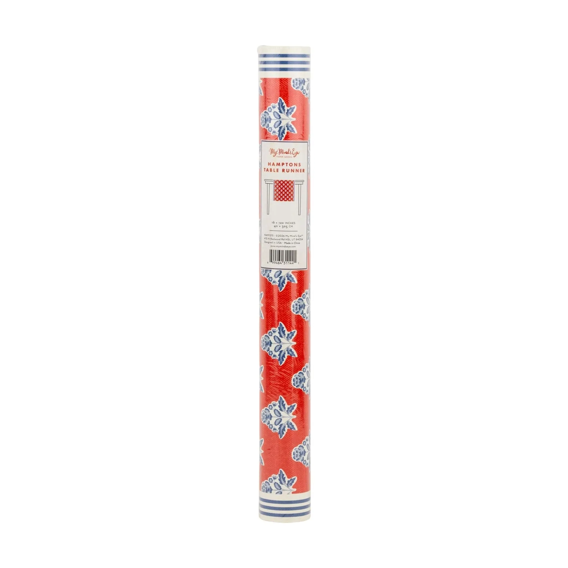 Hamptons Red Floral Paper Table Runner 10ft