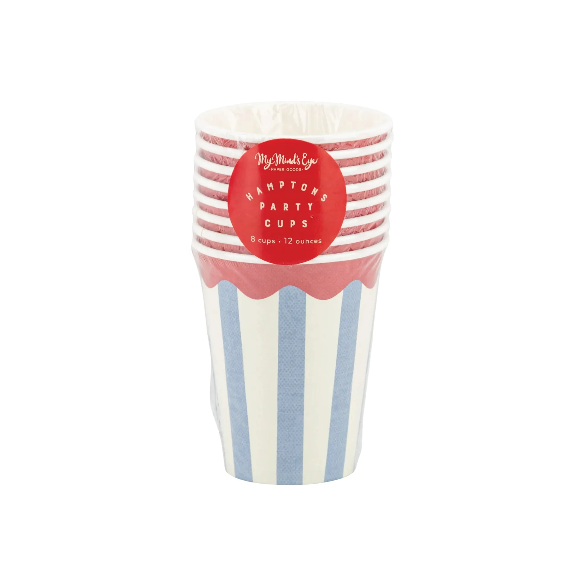 Hamptons Stripes & Scalloped Paper Cups 8ct