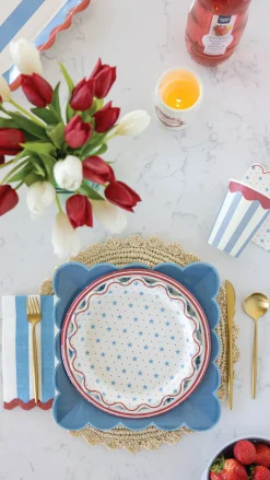 Hamptons Stripes & Scalloped Paper Cups 8ct
