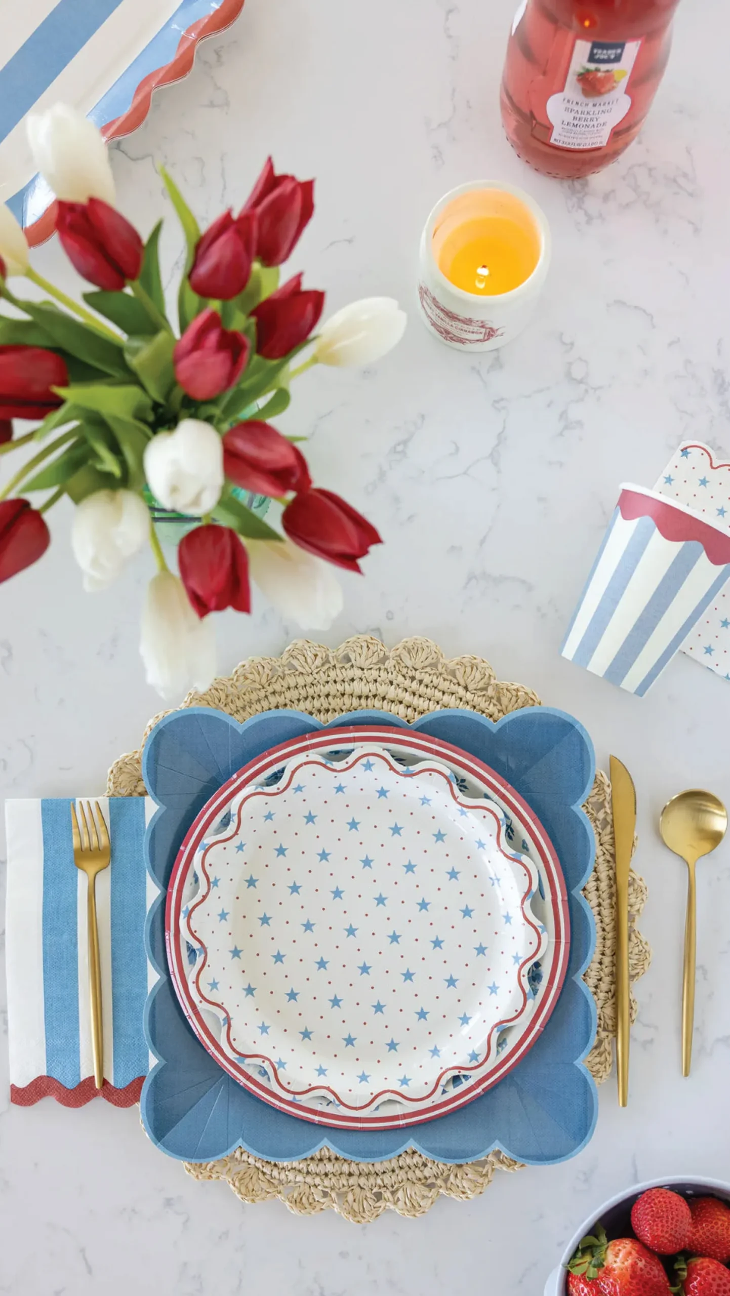 Hamptons Stripes & Scalloped Paper Cups 8ct