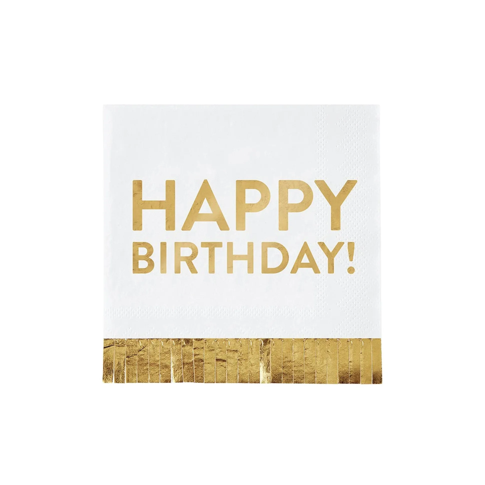 Happy Birthday Gold Fringed Dessert Napkins 20ct