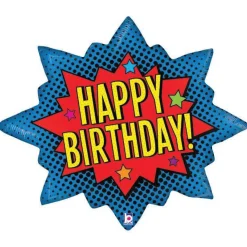Happy Birthday Superhero Burst Balloon 29in