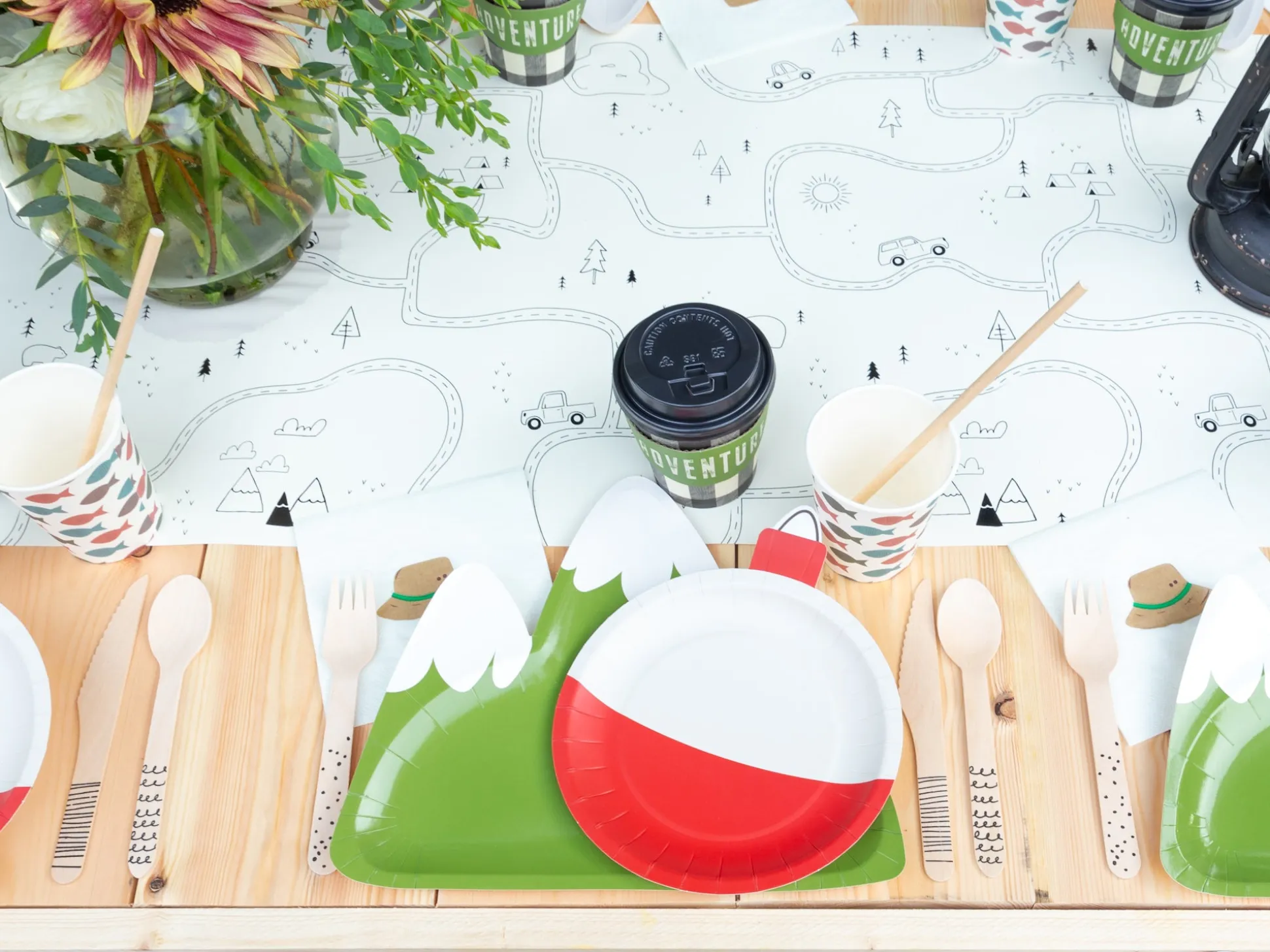 Happy Camper Adventure Map Paper Table Runner